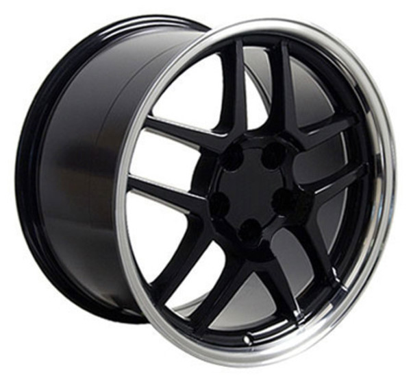 OE Wheels Corvette C5 Z06 Replica Wheels - Black w/polished lip 17x9.5" (54mm Offset) Set of 4